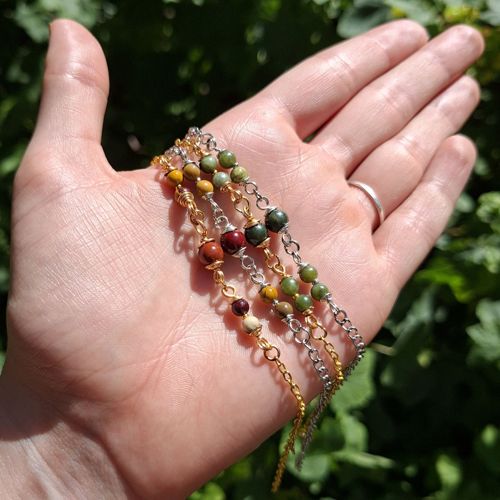 Handmade Mookaite gemstone bracelet