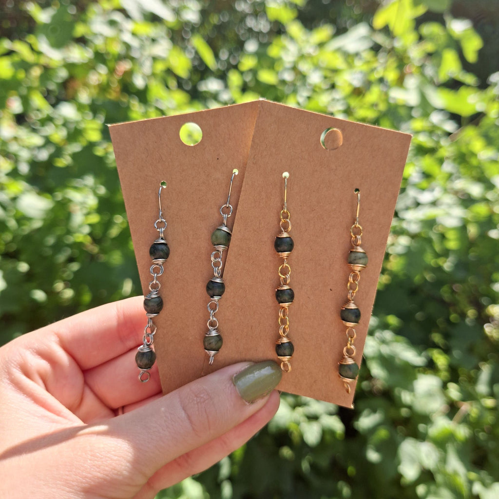 Handmade Chinese Jade gemstone earrings