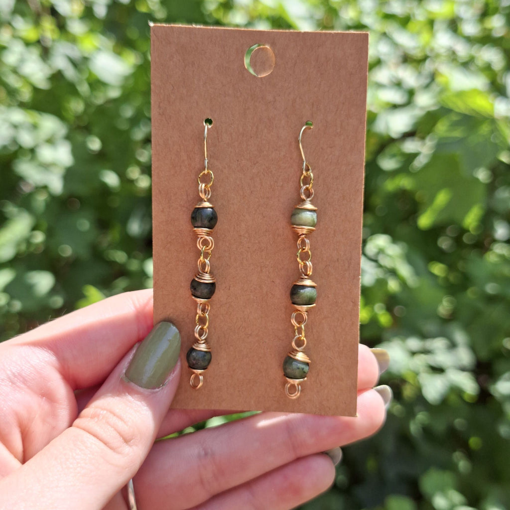 Handmade Chinese Jade gemstone earrings