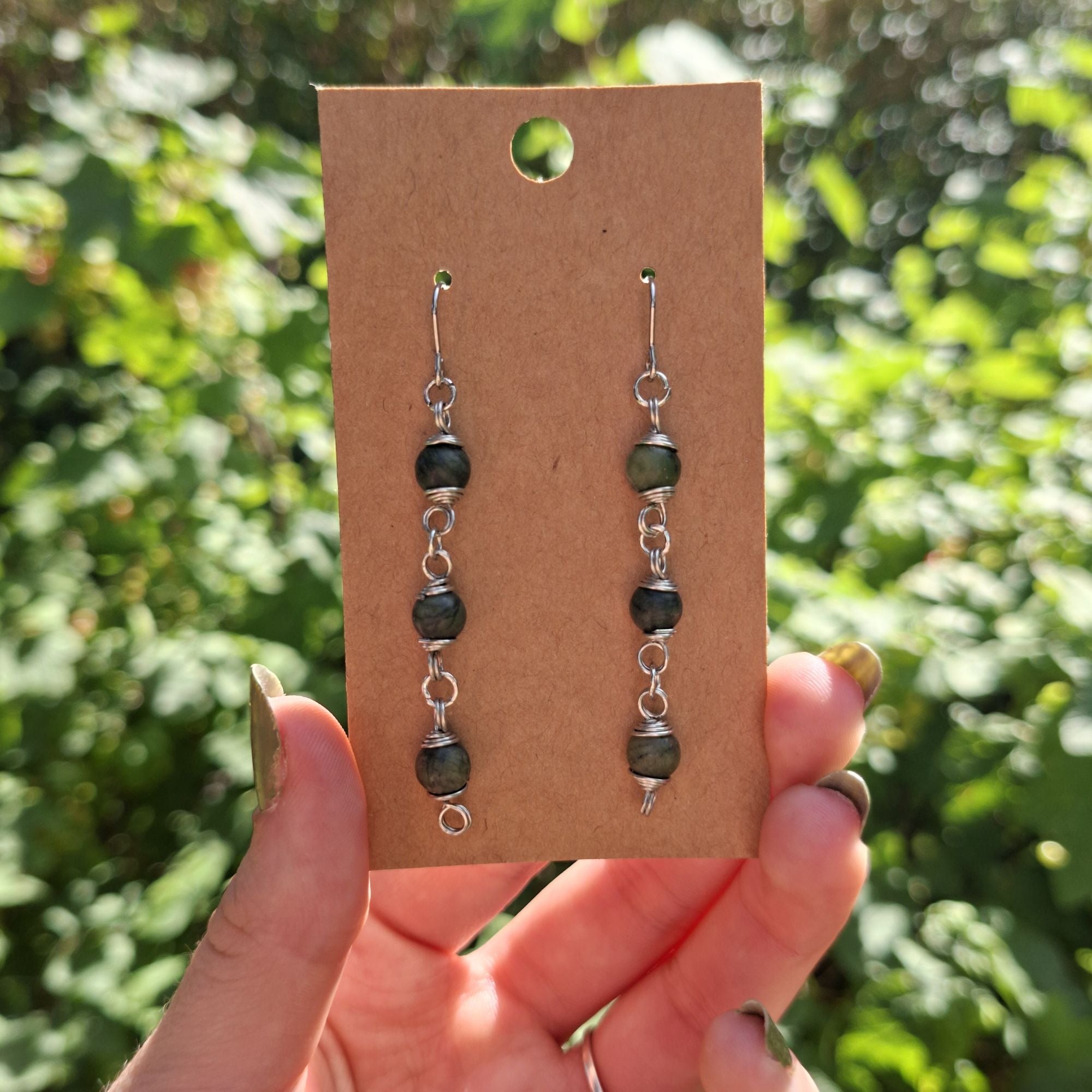 Handmade Chinese Jade gemstone earrings