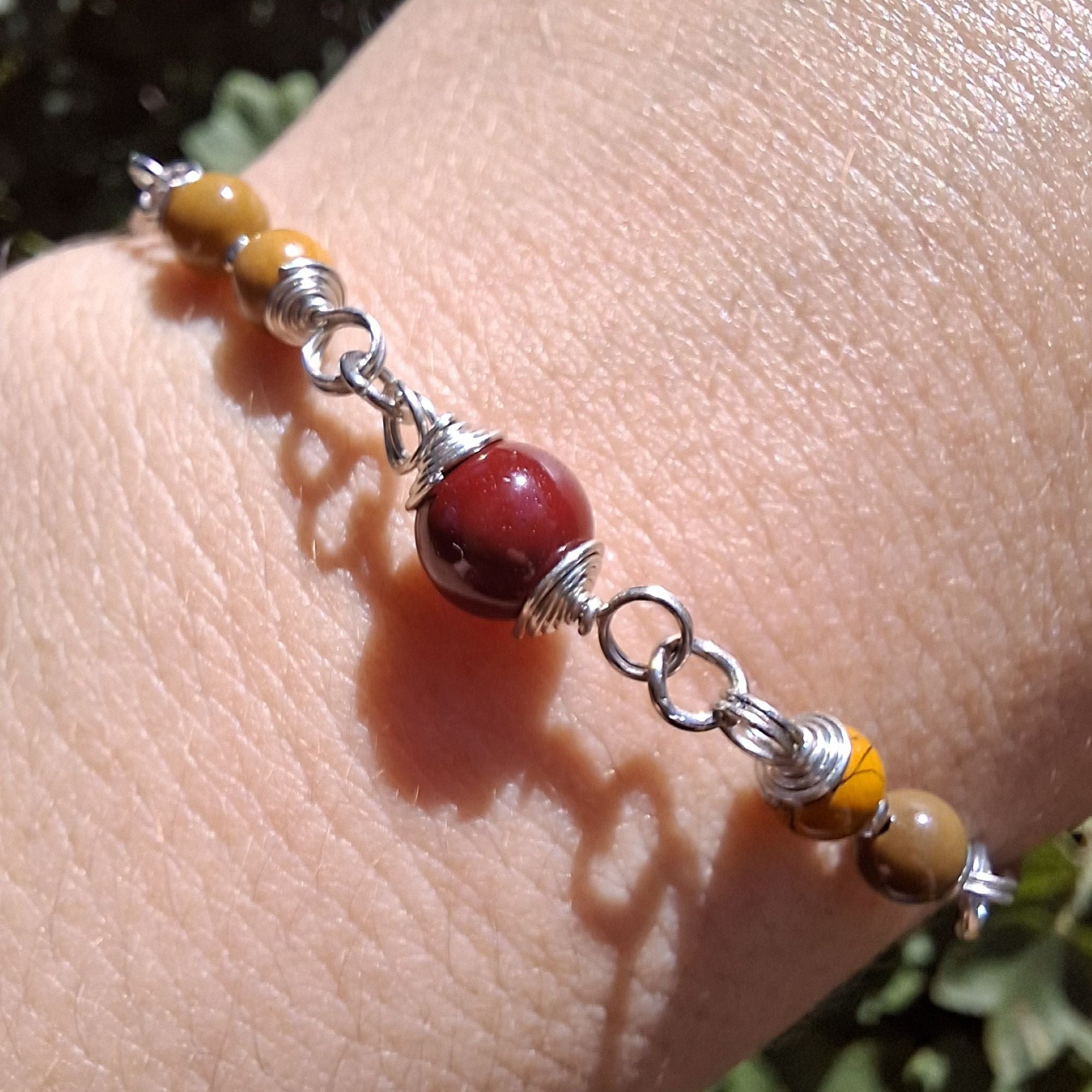 Handmade Mookaite gemstone bracelet