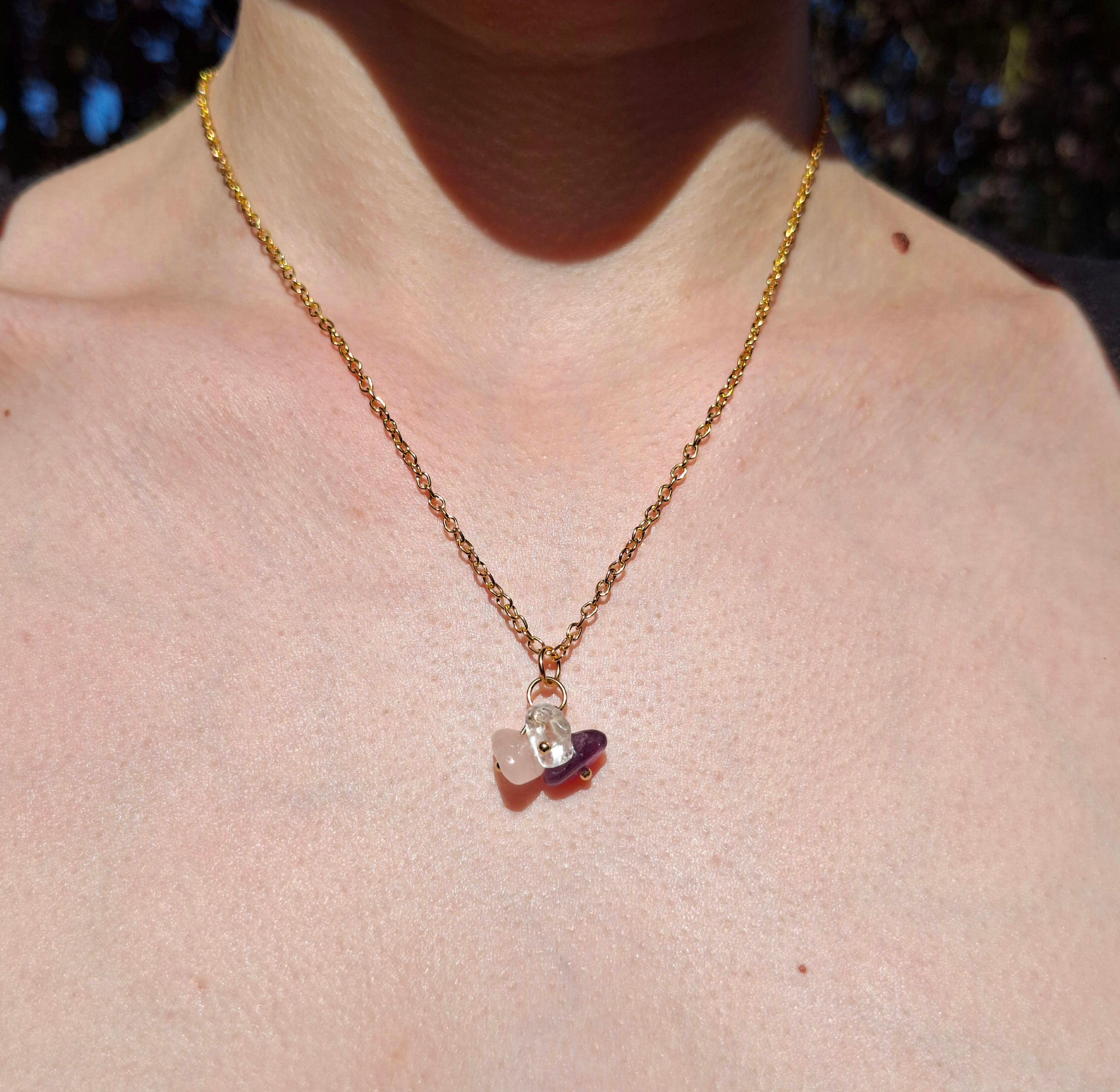 Golden triangle chip necklace