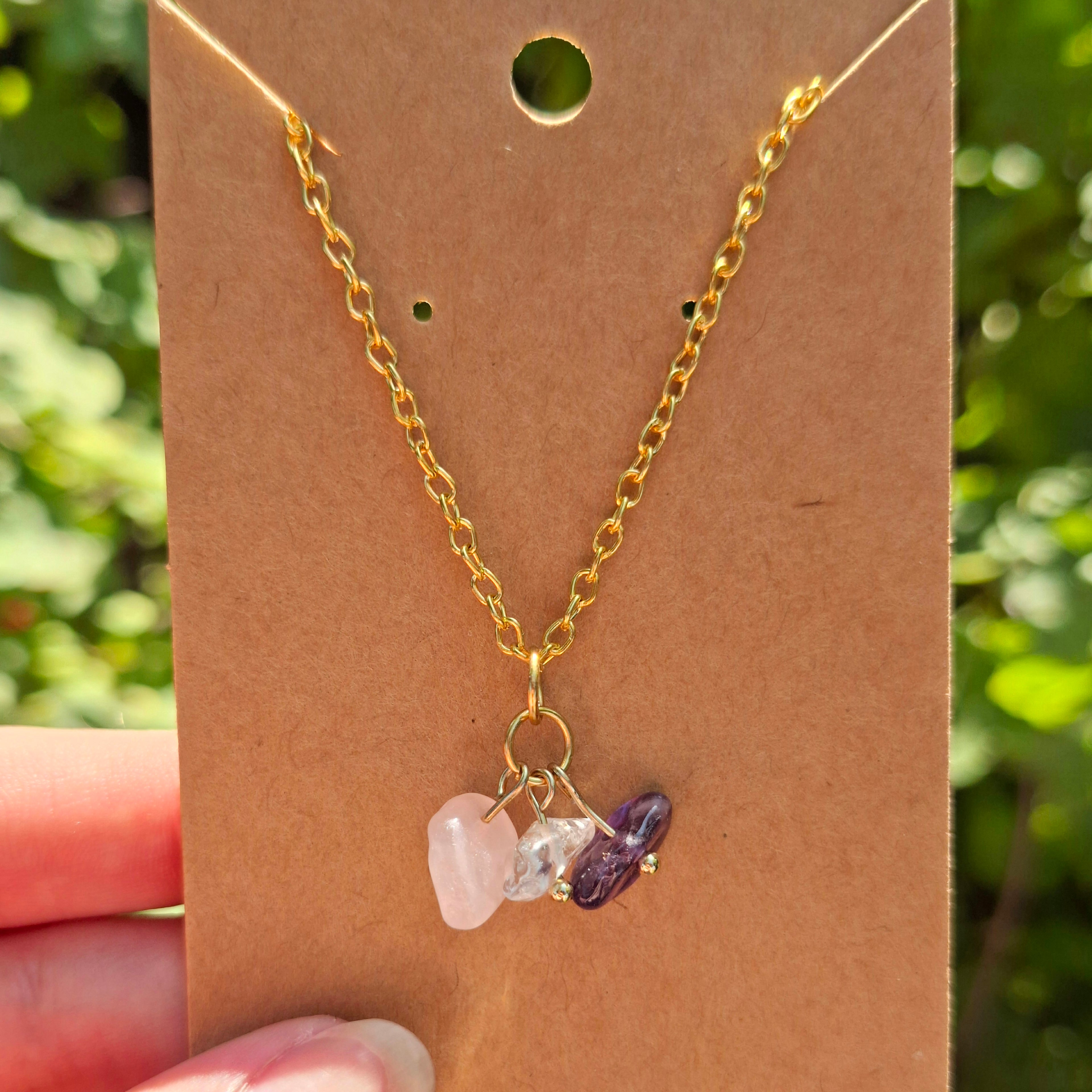 Golden triangle chip necklace